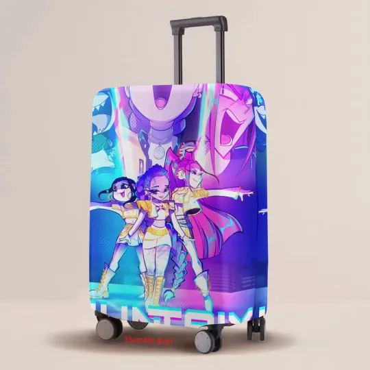 Discover Luggage Protective Cover Kpop Demon Hunters Multi-Size Elastic Cartoon Print Case Fits 20-30 Inch Suitcase​