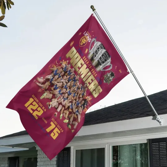 Discover Brisbane Lions Premiers 2025 3D House Flag