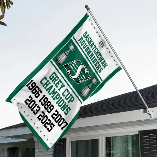 Discover Saskatchewan Roughriders 2025 Grey Cup Champions 3D Double-side House Flag