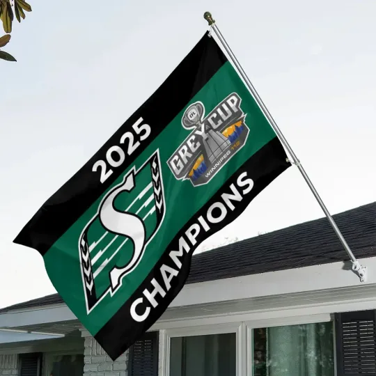 Discover Saskatchewan Roughriders 2025 Grey Cup Champions 3D Double-side House Flag