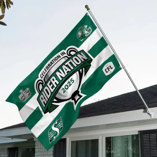 Discover Saskatchewan Roughriders 2025 Grey Cup Champions 3D Double-side House Flag
