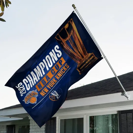 Discover NY 1Knicks 2025 N.B.A Cup Champions 3D Double-side House Flag