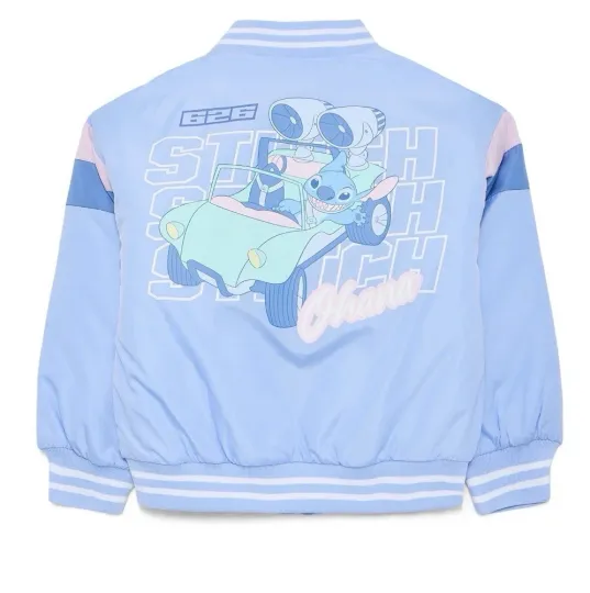 Discover 🎅🏻 Stitch Ohana 626 girls bomber Style jacket Small S 6 / 6X  blue & pink New