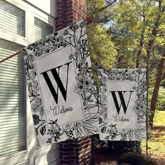 Discover Personalized Garden Flag, Custom Garden House Flag, Floral Garden Flag, Minimali