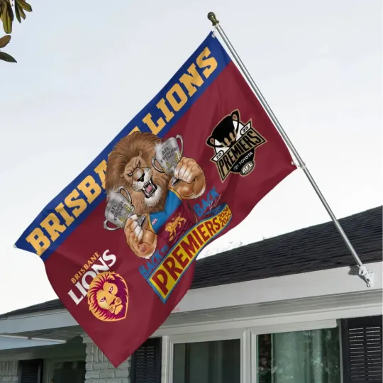 Discover Brisbane Lions Premiers 2025 3D House Flag
