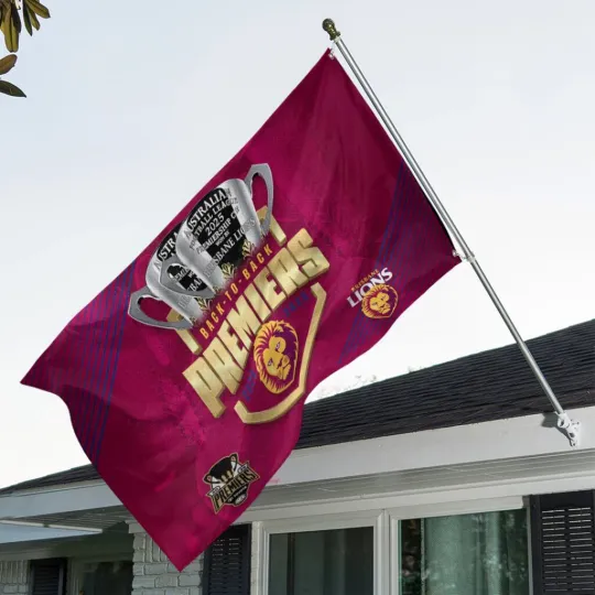 Discover Brisbane Lions Premiers 2025 3D House Flag