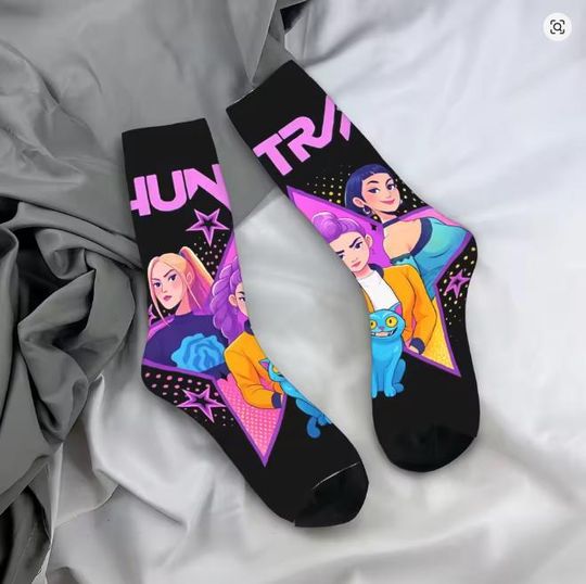 Kpop Demon Hunters Huntrix Socks, Girls and Kids Socks, Mira Rumi Zoey Socks, Unique Kpop Gift