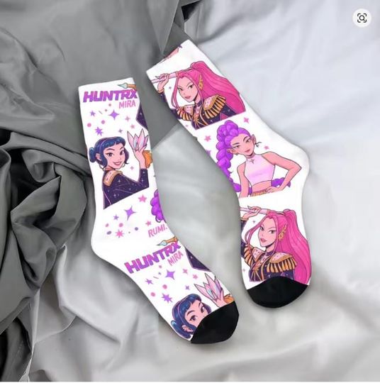 Kpop Demon Hunters Huntrix Socks, Girls and Kids Socks, Mira Rumi Zoey Socks, Unique Kpop Gift