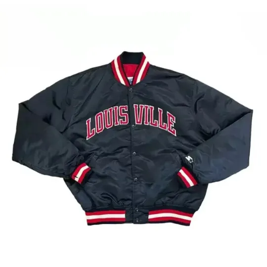 Discover Louisville Cardinals Satin Varsity Jacket 1980s Vintage Style Bomber