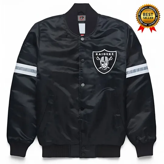 Discover Mens Oakland Raiders Vintage 80s Satin Bomber football Baseball Varsity Jacket