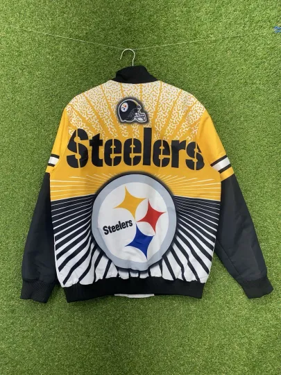 Pittsburgh Steeler Jacket Mens Extra Large XL Zip Up Bomber football Football AOP