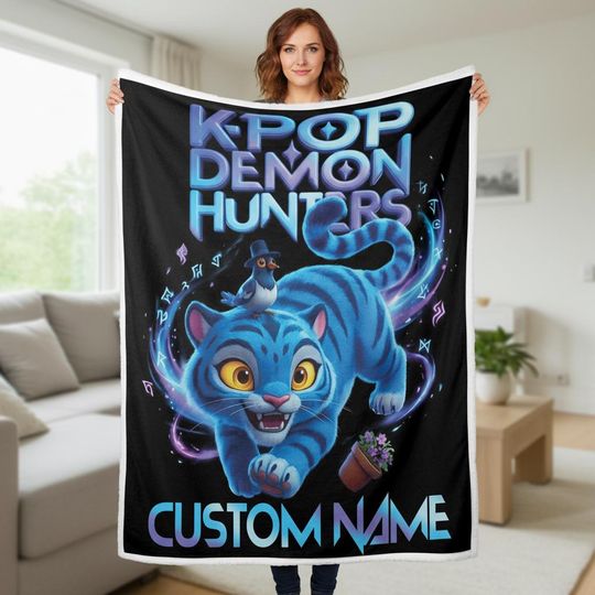 Derpy Tiger Custom Kpop Demon Hunters Fleece Blanket for Girls