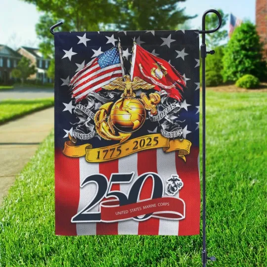 US Marine Corps Double-side Garden Flag 1975-2025 250th Anniversary
