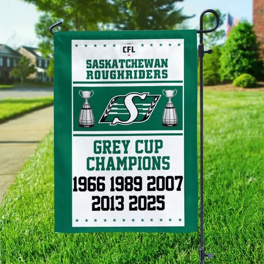 Discover Saskatchewan Roughriders 2025 Grey Cup Champions Double-side Garden Flag