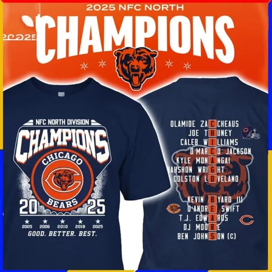 Discover HOT - Chicago Bears 2025 NFC North Division Champions Roster Both Side For Fans