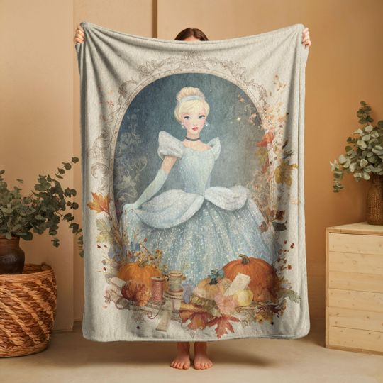 Discover Minky Blanket, Sherpa Fleece, Velveteen Plush, Autumn Princess Fairytale, Cinde Thanksgiving Pumpkin , Disney Vintage Storybook Art