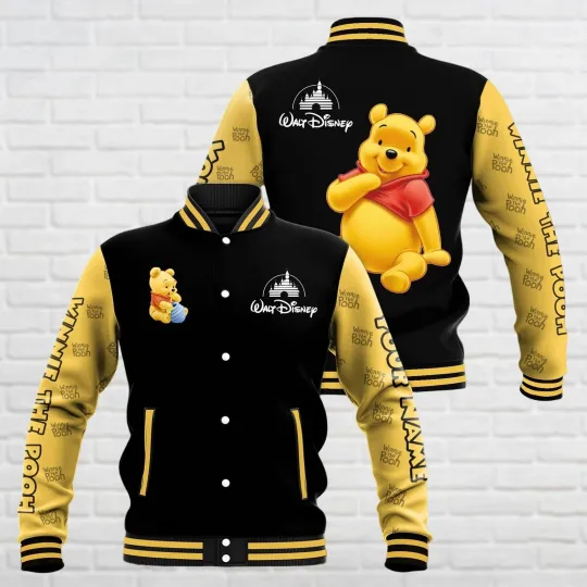 Discover Custom Pooh Baseball Jacket Pooh Bear Mens Jacket Personalized Jacket Disney Bas