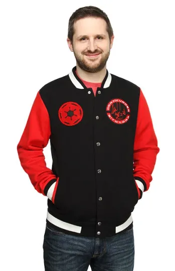 Discover Star Wars Mens Darth Vader Empire Fleece Varsity Sith Lord Bomber Jacket NWT S