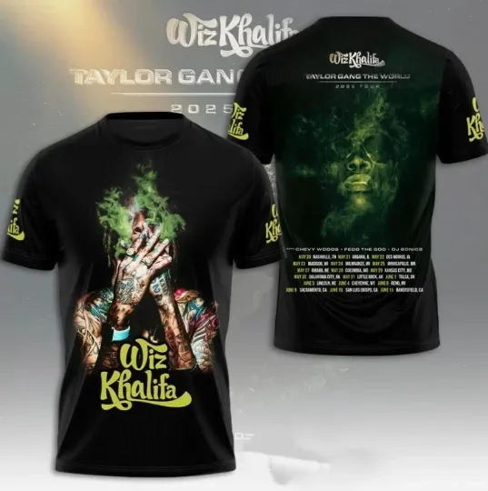 Discover The World Tour  Wiz Khalifa 3D AOP T-Shirt Black Gifl For Fan