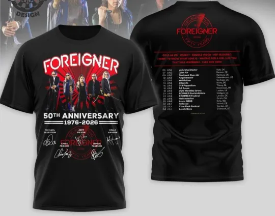 Discover Foreigner 50th Anniversary 1976-2026 3D T-Shirt