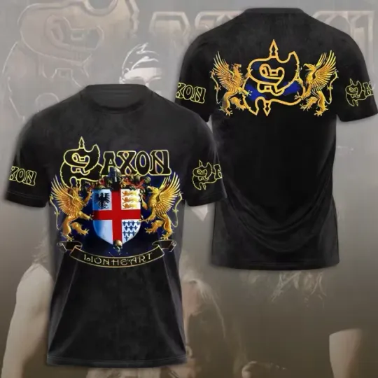 Saxon Lionheart 3D All Over Print T-Shirt Heavy Metal Band All Size