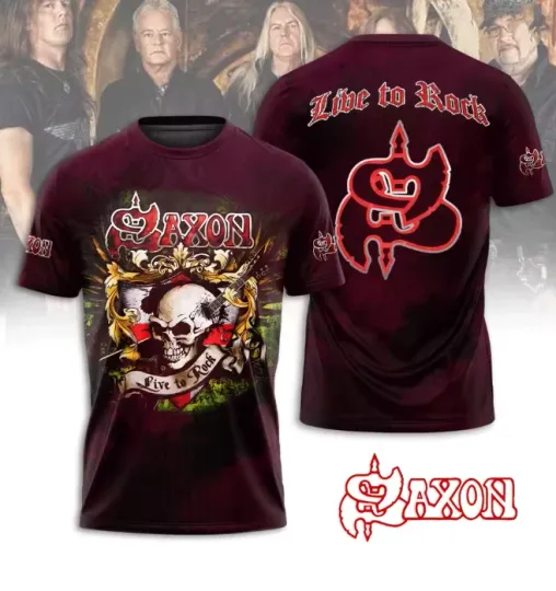 Saxon Live To Rock 3D All Over Print T-Shirt Heavy Metal Band Skull Design