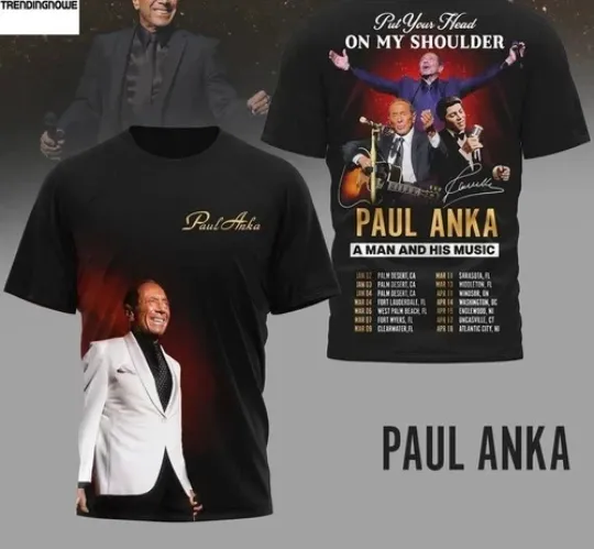Discover Paul Anka Put Your Head On My Shoulder Tour 3D T-Shirt