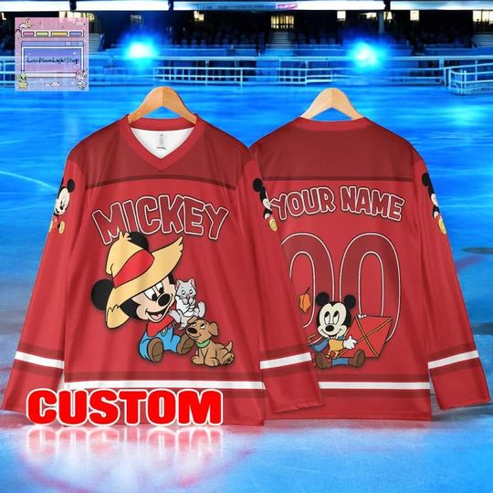Discover Custom Mickey Hockey Jersey With Name & Number, Youth And Adult Personalized Hockey Shirt, Birthday Gift
