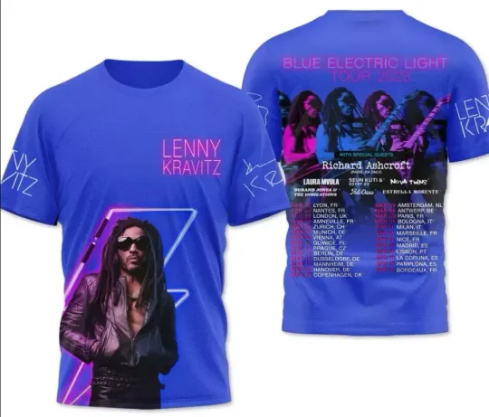 Lenny Kravitz Blue Electric Light 2025 AOP 3D T-shirt