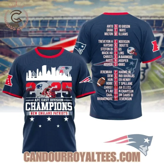 Discover 2025 AFC East Division Champions Nw England Patriot 3D Tshirt