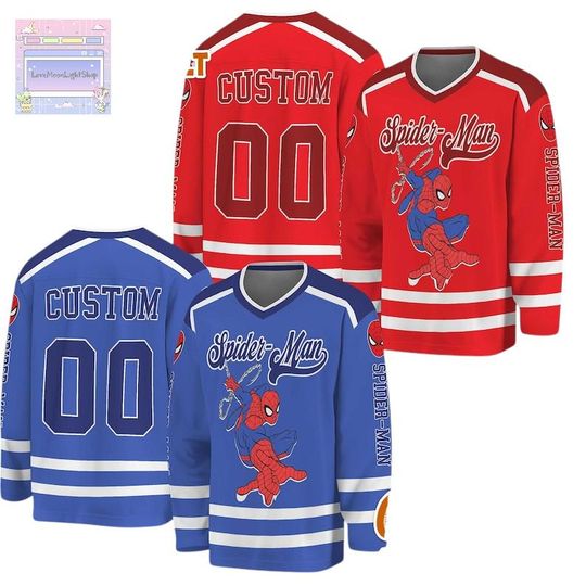 Discover Custom Spider-Man Hockey Jersey, Avengers Fan Shirt, Perfect Disney Superhero Gift For Sports Lovers.