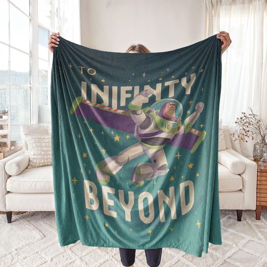 Discover Minky Blanket, Sherpa Fleece, Velveteen Plush, Buzz Lightyear Fan Gift, Space Ranger Kids Room Decor, Nostalgic Movie Quote Cozy