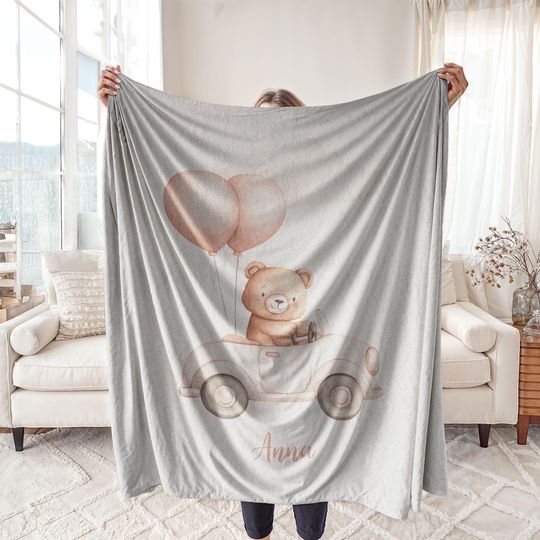 Discover Minky Blanket, Sherpa Fleece, Velveteen Plush, Personalized Teddy Bear, Custom Name Newborn Swaddle, Nursery Decor, Toddler Car