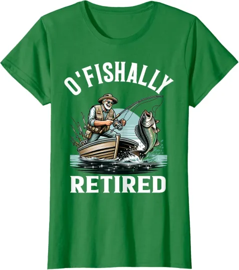 Discover O'Fishally Retired Fisherman Retirement Funny Design Ladies' Crewneck T-Shirt