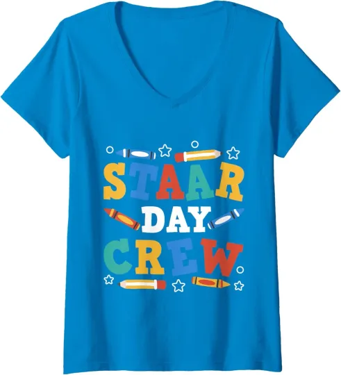 Discover Staar Day Crew Funny School Testing Team Gift Design Ladies' V-Neck Tshirt
