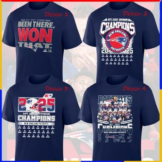 Discover New England Patriots 2025 AFC East Division Champ TShirt - Full Color, Full Size