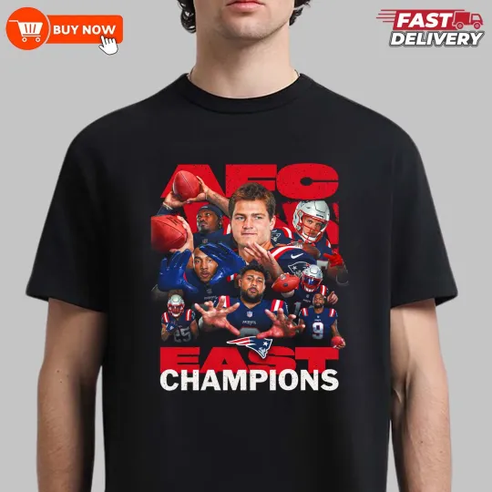 Discover New England Patriots AFC East Division Champions TShirt - Full Color, Full Size