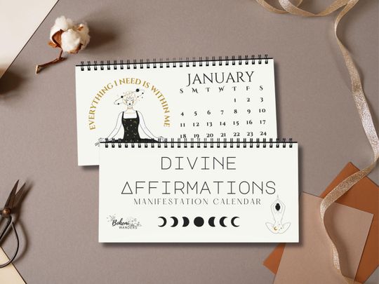 Discover 2026 Moon Goddess Manifestation Desk Calendar with Spiritual Feminine & Self-Love Affirmations