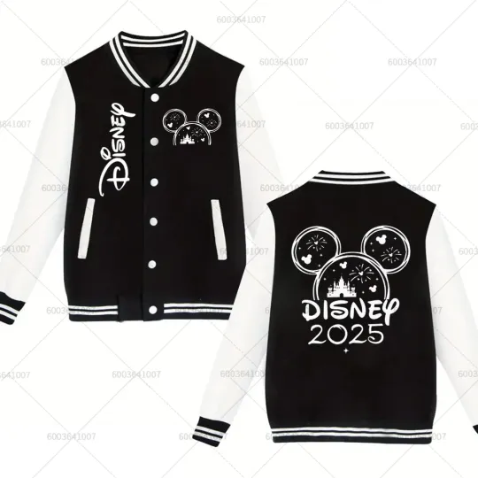 Discover Disneyland Mickey Mouse Castle Men's Women Baseball Jacket Sports Autumn Winter Classic Coats Fleece O-Neck Streetwear Hoodies
