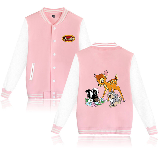 Discover Bambi Varsity Baseball Bomber Jacket Men Women Hip Hop Harajuku Jackets Kids Boys Girls Single Coats