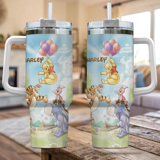 Discover Personalize Winnie The Pooh Vintage Tumbler, Custom Christmas gift, best gift for her, 40oz Tumbler, Birthday Gift for mom