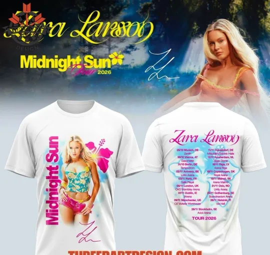 Discover Za Larsson Midnight Sun Tour 2026 3D T-Shirt