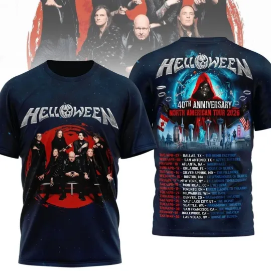Discover Helloween 40th Anniversary North American Tour 2026 3D Shirt