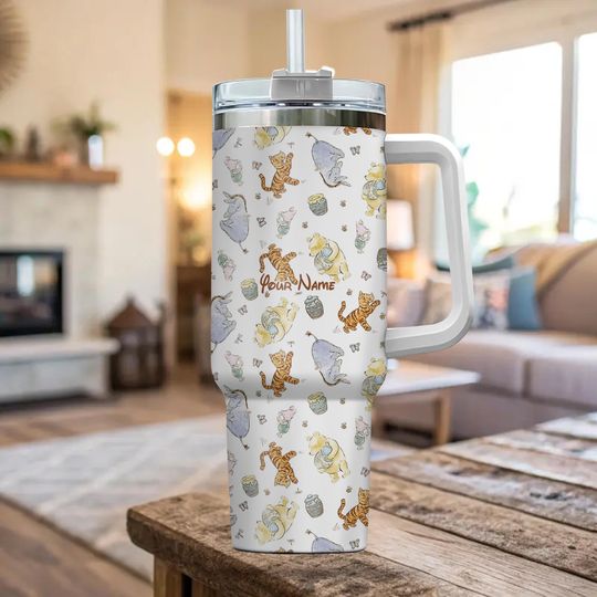 Discover Personalize Winnie The Pooh Vintage Tumbler, Custom Christmas gift, best gift for her, 40oz Tumbler, Birthday Gift for mom