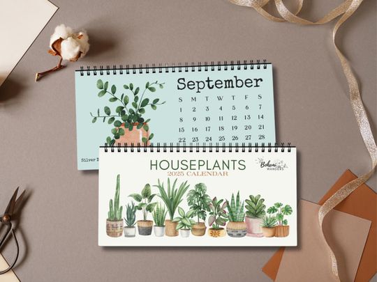 Discover Watercolor Houseplants Desk Calendar  Minimalist Plant Lover Gift
