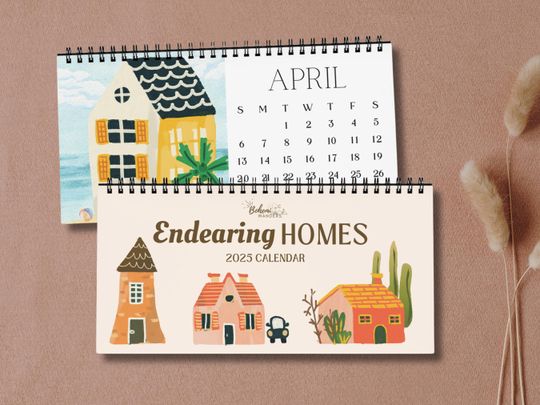 Discover Colorful Tiny Houses Desk Calendar  Architecture Enthusiast Gift