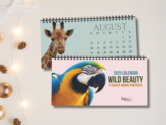 Discover 2026  Wild Animals Photography Desk Calendar,  Office Gift for Animal Lover, Custom Dates Calendar