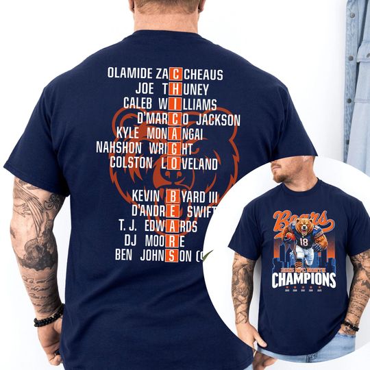 Discover Chicago Football 2025 NFC North Division Champs Shirt 2 Sided, Hoodie, Chicago Football Players Tee, Fan Gift