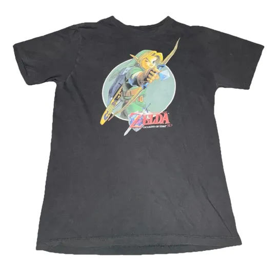 The Legend of Zelda T-Shirt Small Medium Black Ocarina of Time 3D Video Game