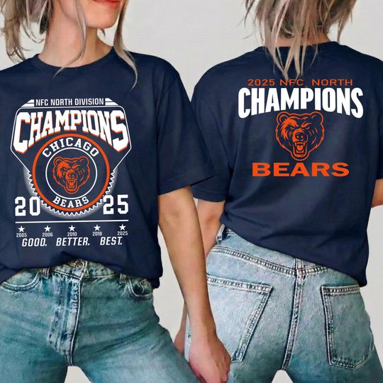 Discover Chicago 2025 NFC North Champs Football Double Sided T-Shirt for Fans